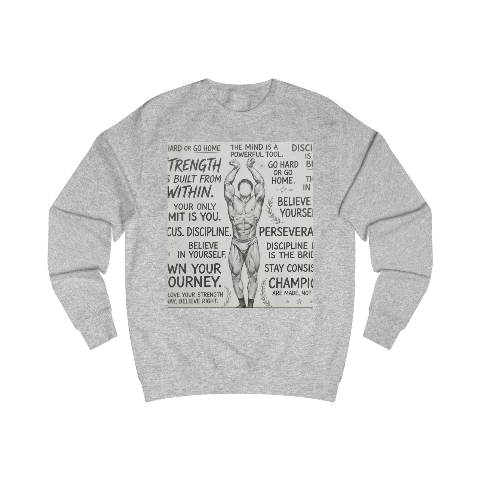 Motivational Gym Sweatshirt — 'Strength is Built From Within' Workout Crewneck
