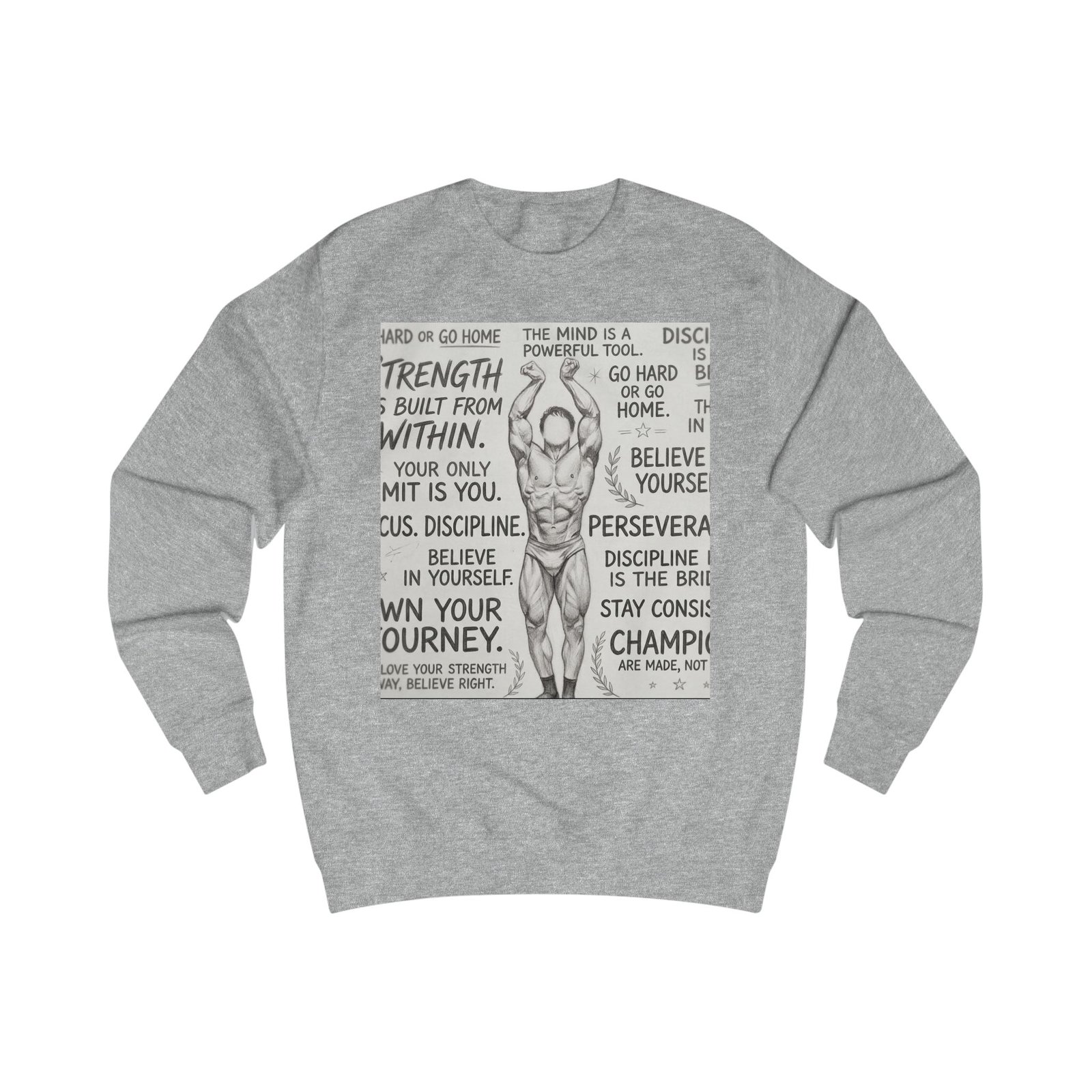 Motivational Gym Sweatshirt — 'Strength is Built From Within' Workout Crewneck