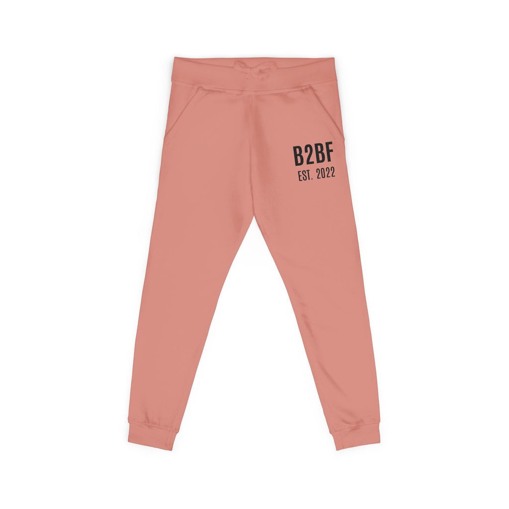Embroidered 'B2BF EST. 2022' Fleece Sweatpants — Cozy Coral Joggers