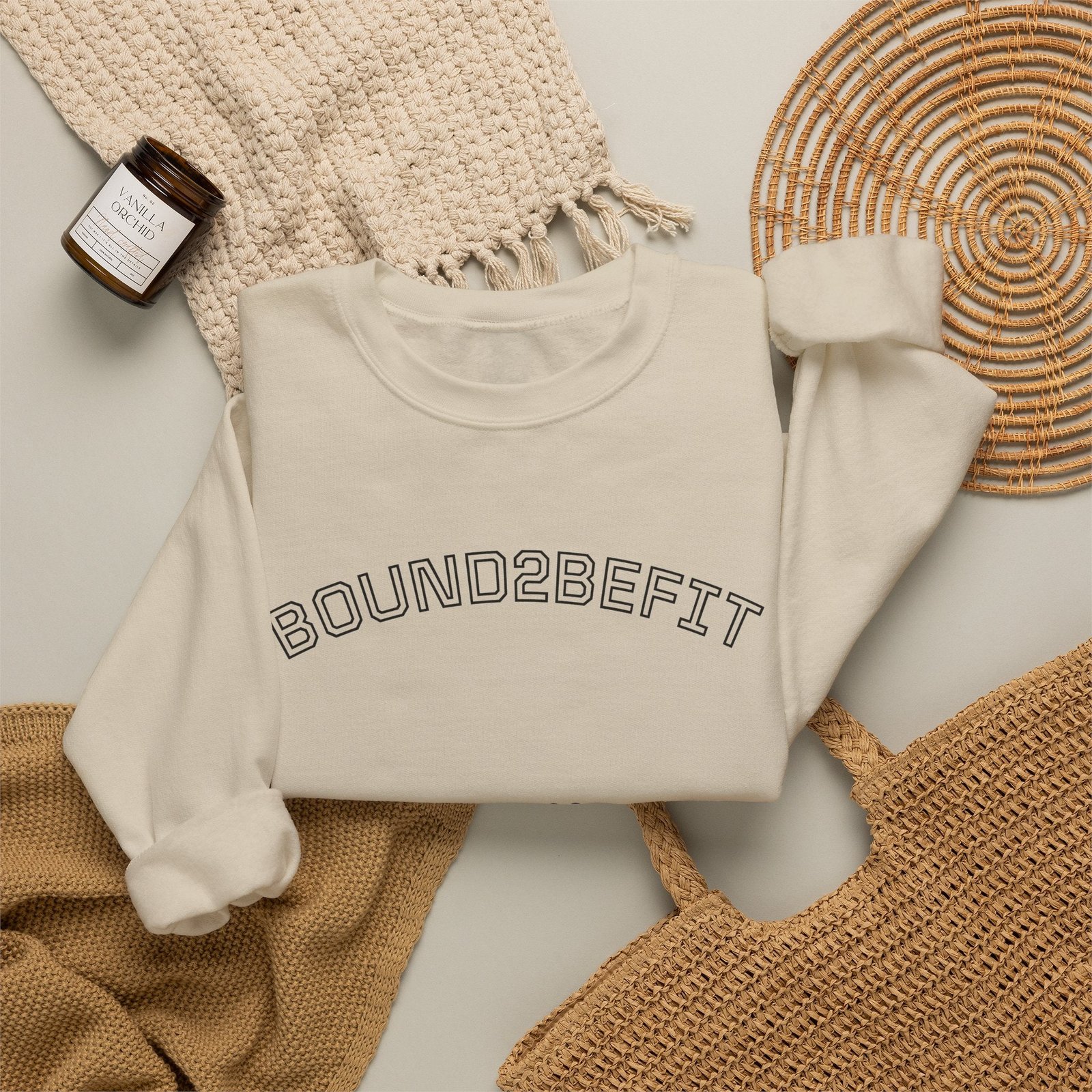 Crewneck Sweatshirt — “BOUND2BEFIT” Minimal Logo Crewneck (Est. 2022)