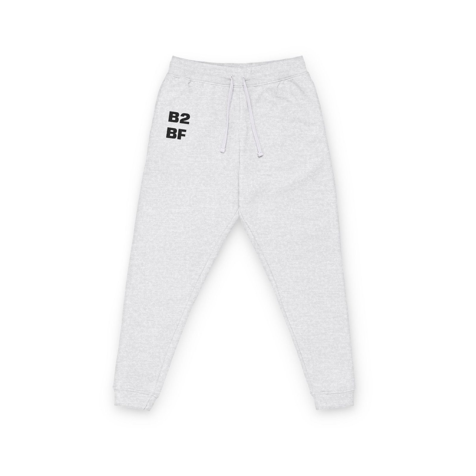 Embroidered 'B2 BF' Fleece Joggers – Cozy Grey Sweatpants