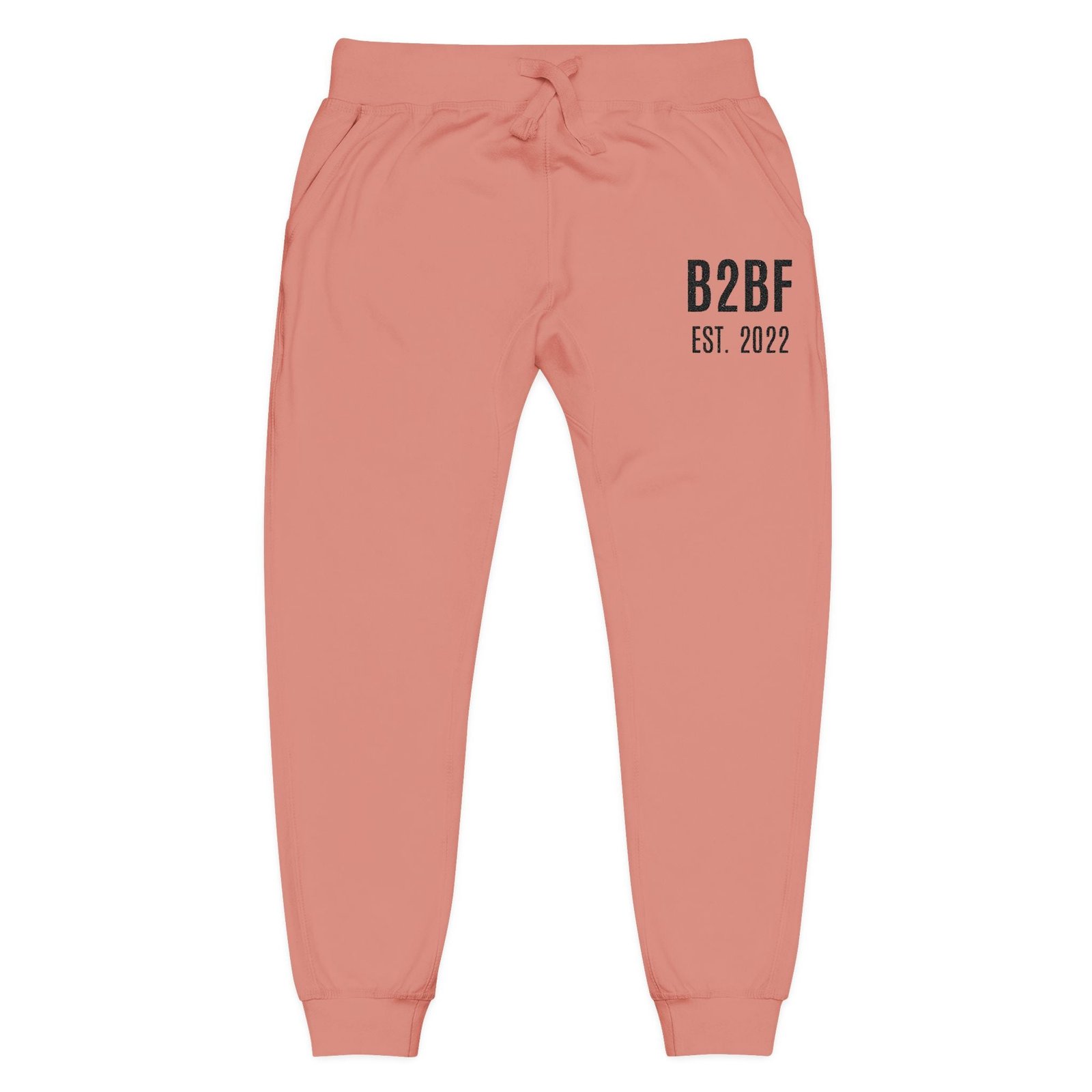 Embroidered 'B2BF EST. 2022' Fleece Sweatpants — Cozy Coral Joggers