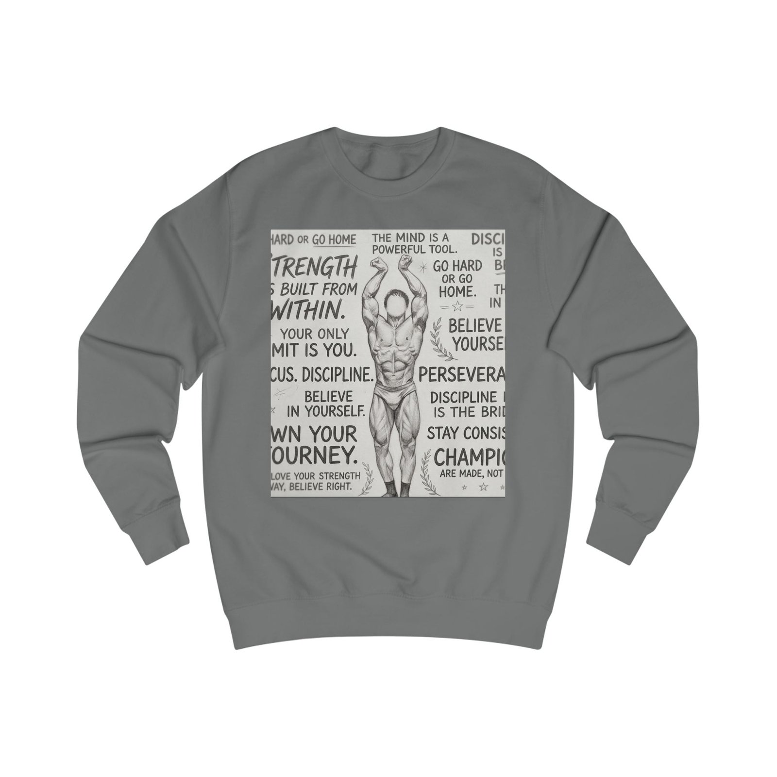Motivational Gym Sweatshirt — 'Strength is Built From Within' Workout Crewneck