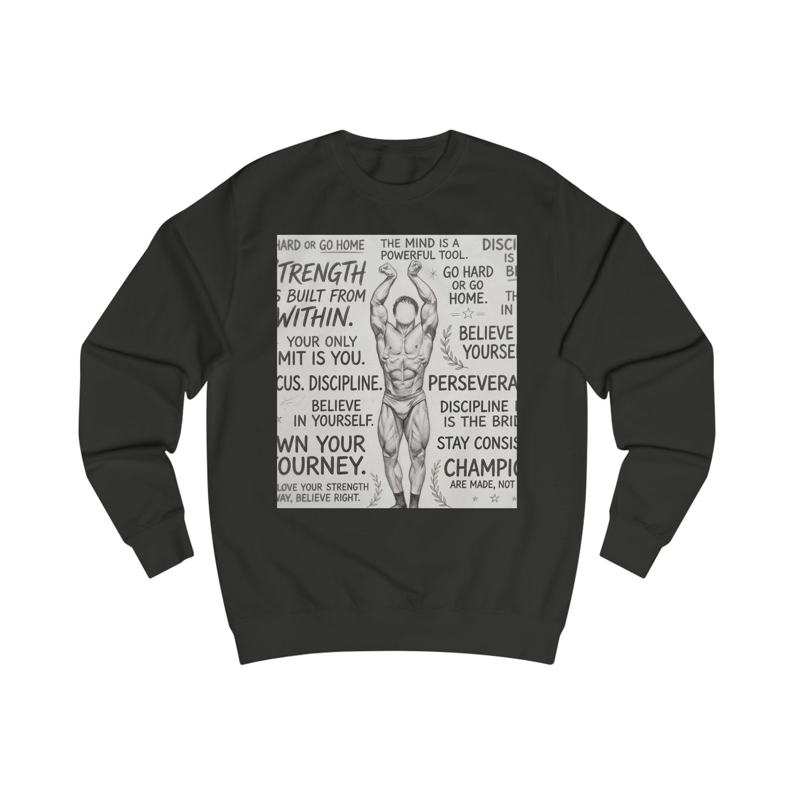 Motivational Gym Sweatshirt — 'Strength is Built From Within' Workout Crewneck